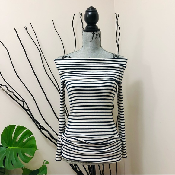 Zara Off Shoulder Cowl Mini Dress Knit Top Stripes - Picture 2 of 9